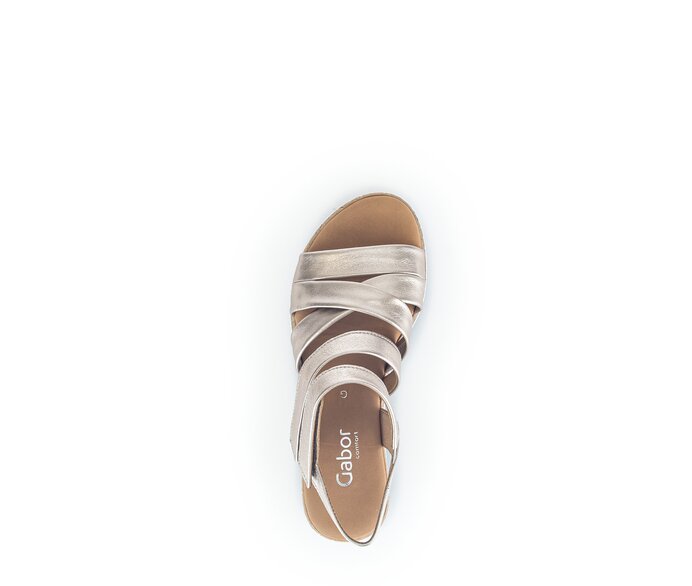 Gabor Damen  Keilsandalette Gold - Effektleder