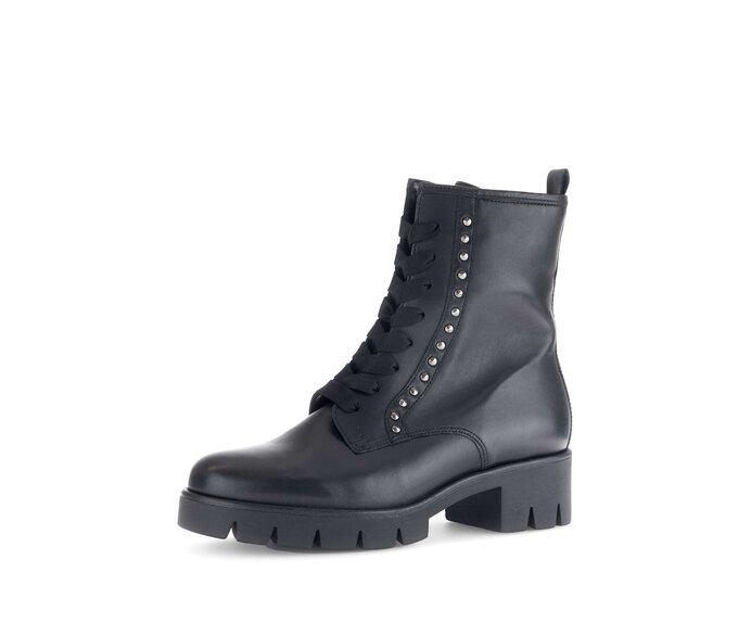 Gabor Damen  Schnürstiefelette Schwarz - Glattleder