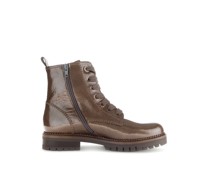 Gabor Damen  Schnürstiefelette Braun - Lackleder