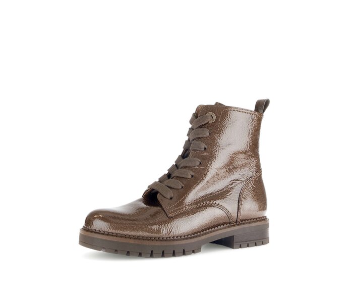Gabor Damen  Schnürstiefelette Braun - Lackleder