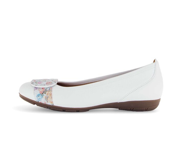 Gabor Damen Sportliche Ballerina Weiß - Materialmix Leder