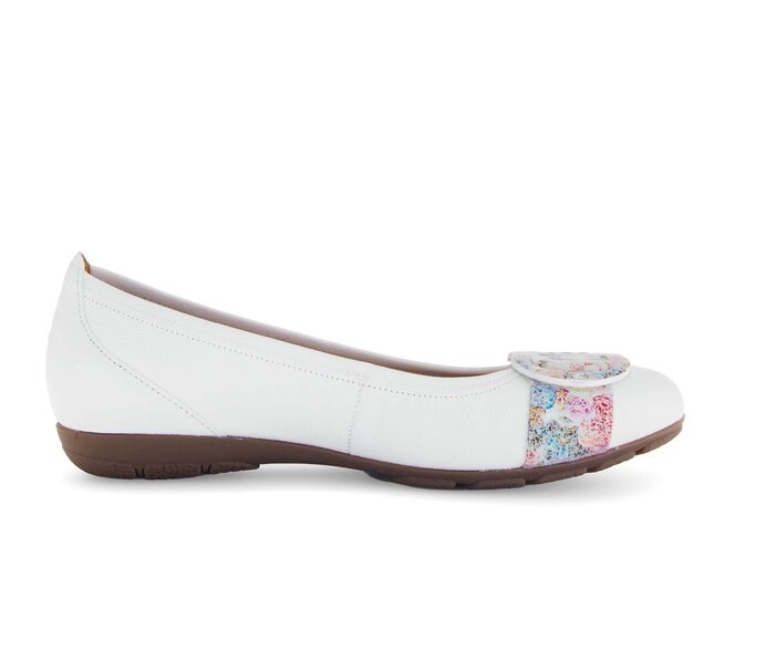 Gabor Damen  Sportliche Ballerina Weiß - Materialmix Leder