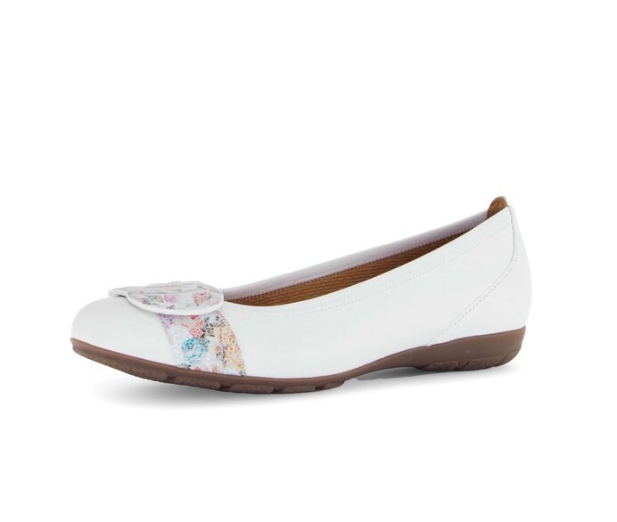 Gabor Damen  Sportliche Ballerina Weiß - Materialmix Leder