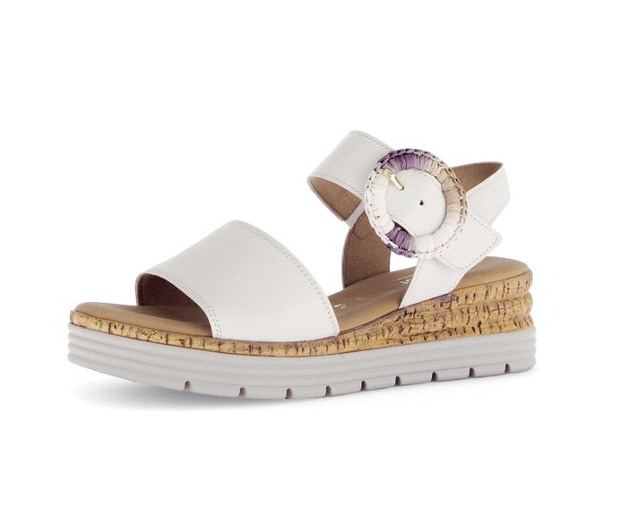 Gabor Damen  Riemchensandale Creme - Glattleder