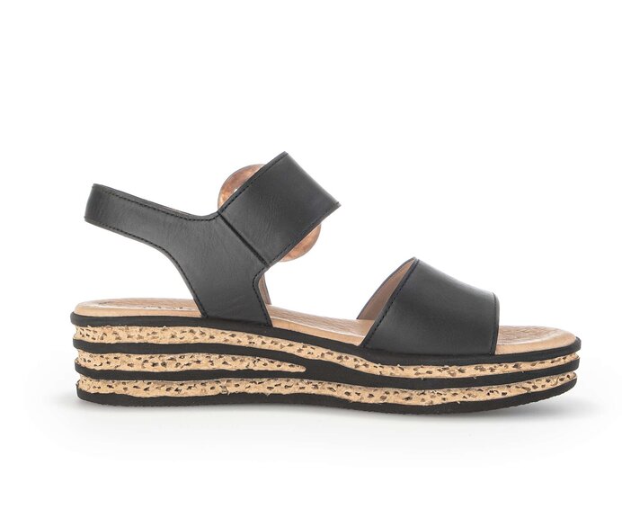 Gabor Damen  Plateau Sandale Schwarz - Glattleder