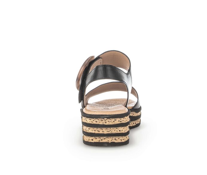 Gabor Damen  Plateau Sandale Schwarz - Glattleder