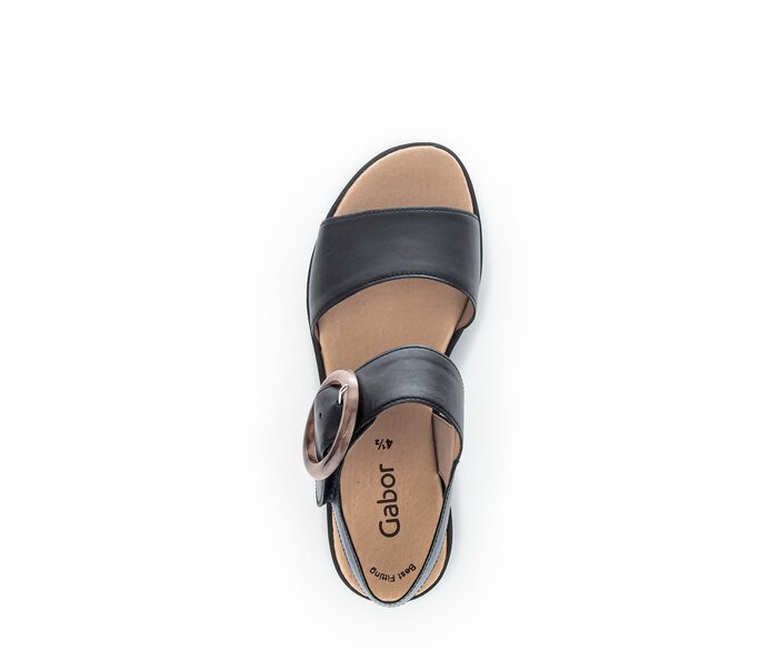 Gabor Damen  Plateau Sandale Schwarz - Glattleder
