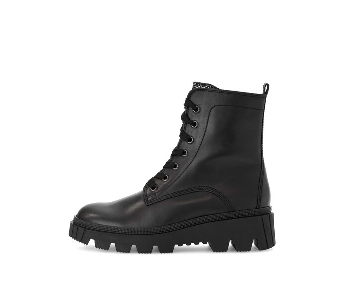 Gabor Damen Schnürstiefelette Schwarz - Materialmix Leder