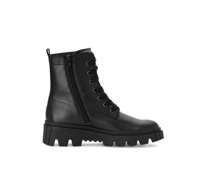 Gabor Damen  Schnürstiefelette Schwarz - Materialmix Leder