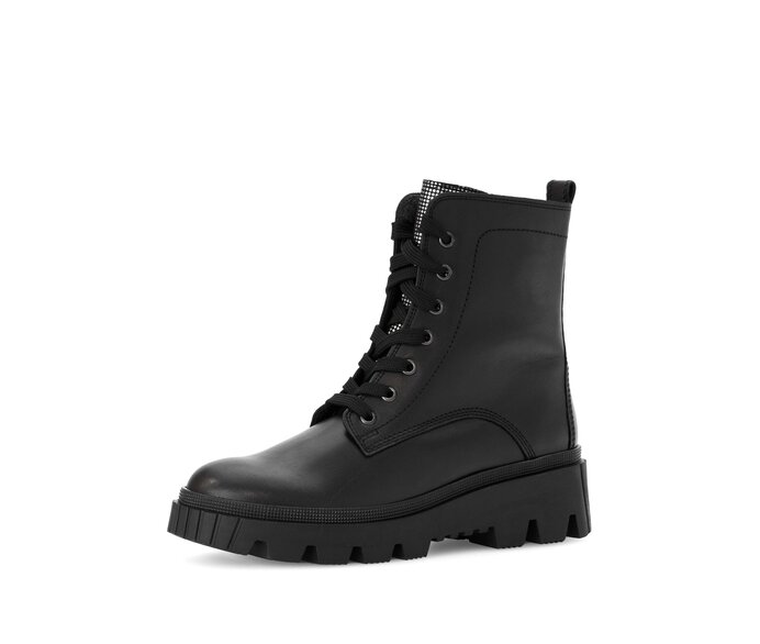 Gabor Damen  Schnürstiefelette Schwarz - Materialmix Leder