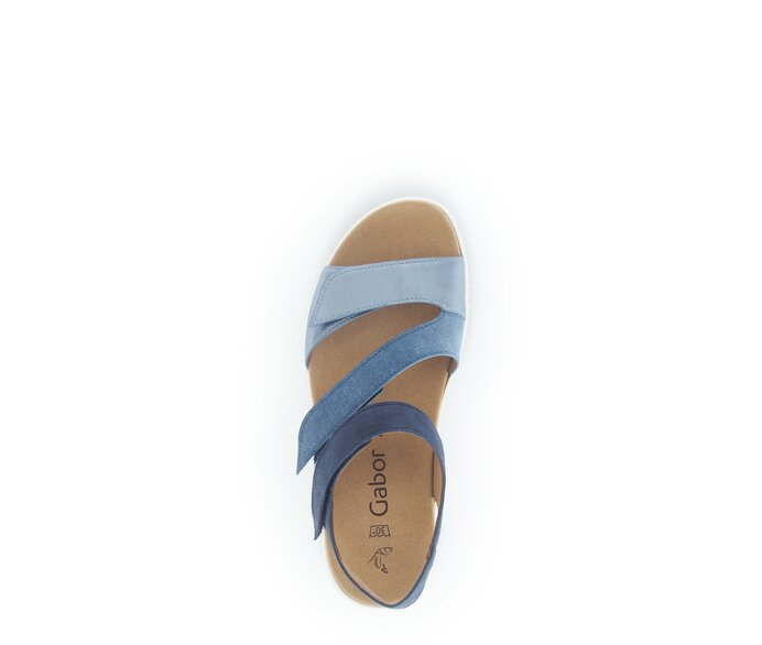 Gabor Damen  Plateau Sandale Blau - Materialmix Leder