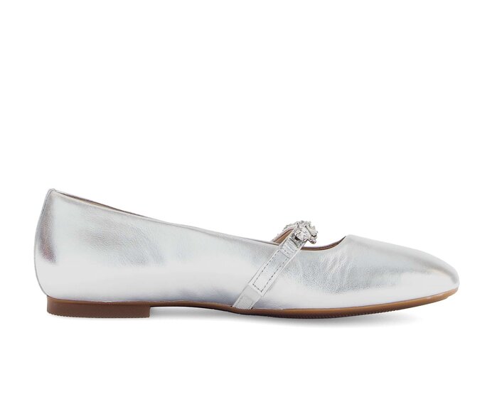 Gabor Damen  Eleganter Ballerina Silber - Effektleder