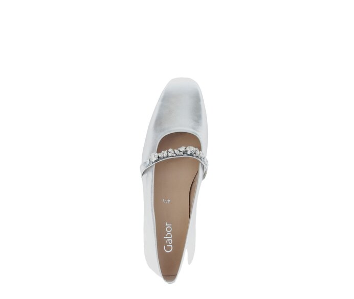 Gabor Damen  Eleganter Ballerina Silber - Effektleder