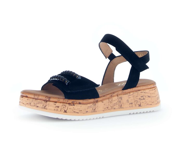 Gabor Damen  Plateau Sandale Schwarz - Rauleder