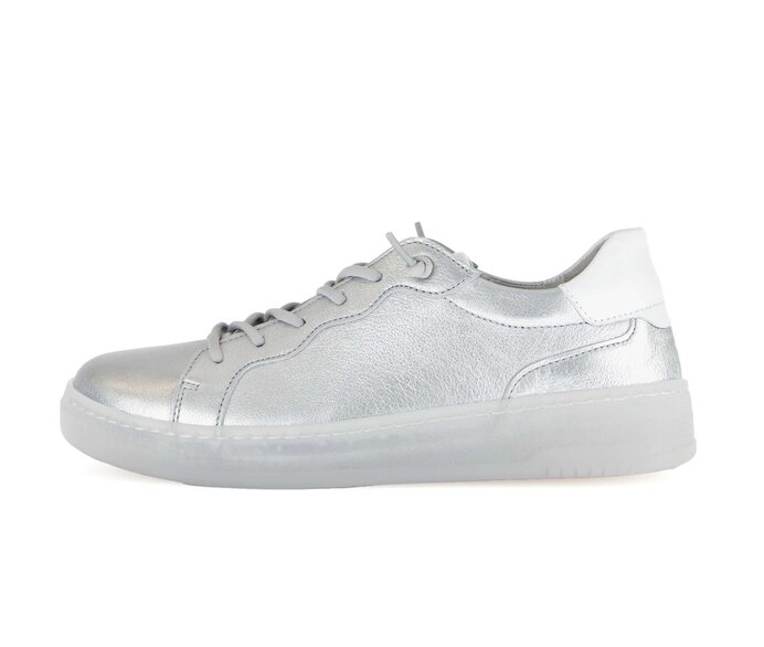 Gabor Damen Sneaker Low Silber - Materialmix Leder