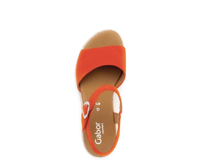 Gabor Damen  Keilsandalette Orange - Rauleder