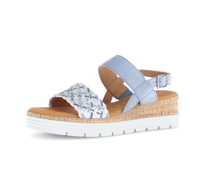 Gabor Damen  Riemchensandale Blau - Materialmix Leder