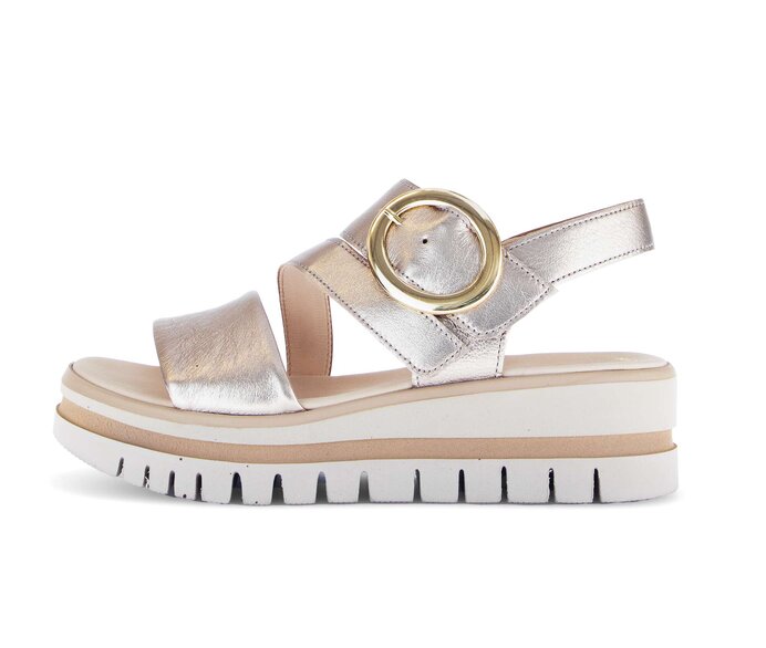 Gabor Damen Plateau Sandale Gold - Effektleder
