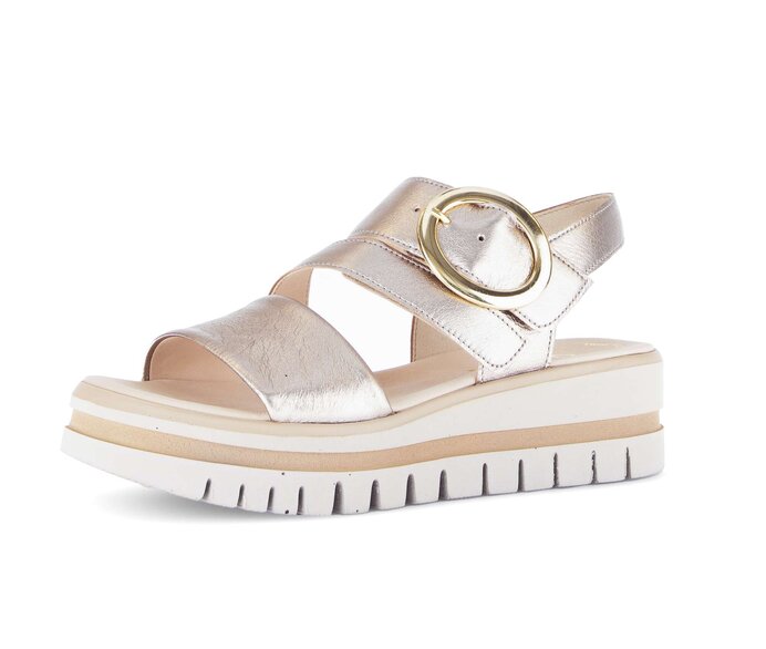 Gabor Damen  Plateau Sandale Gold - Effektleder