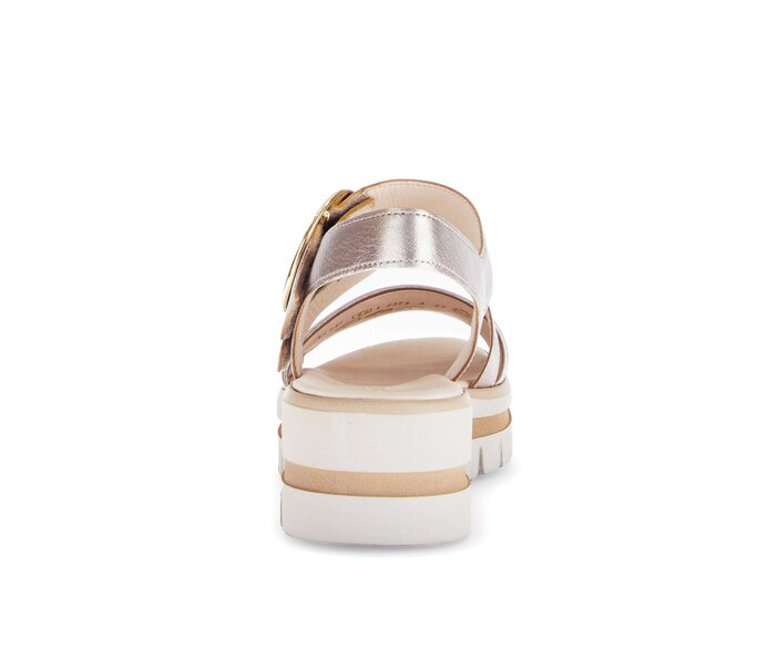 Gabor Damen  Plateau Sandale Gold - Effektleder