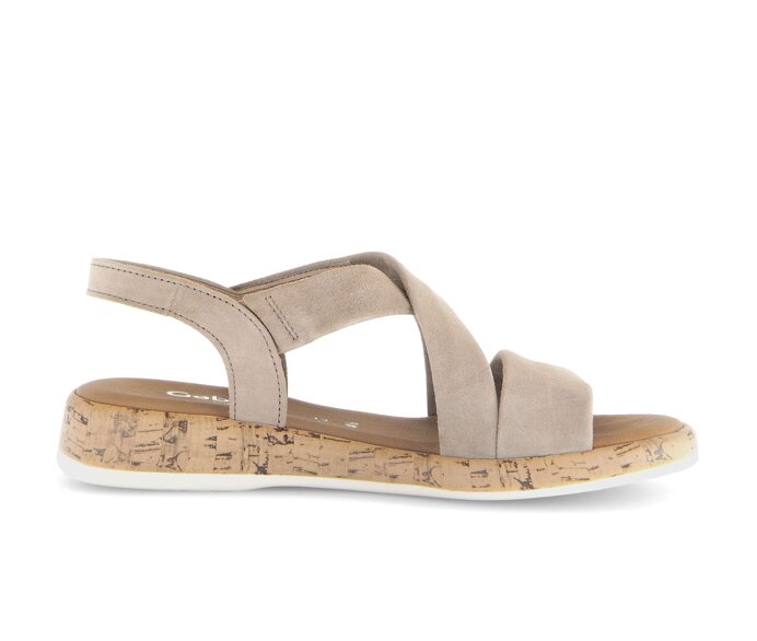 Gabor Damen  Riemchensandale Beige - Rauleder