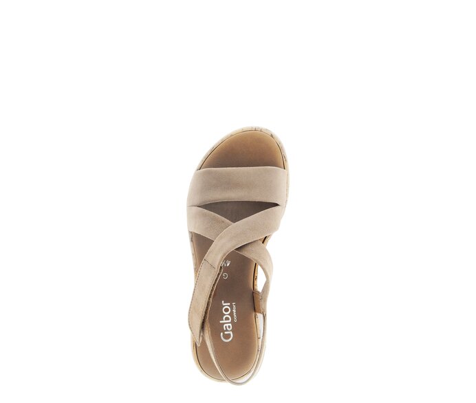 Gabor Damen  Riemchensandale Beige - Rauleder