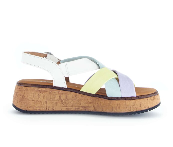 Gabor Damen  Plateau Sandale Multicolour - Materialmix Leder