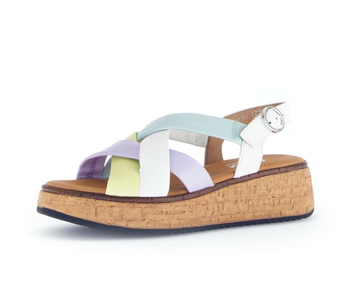Gabor Damen  Plateau Sandale Multicolour - Materialmix Leder