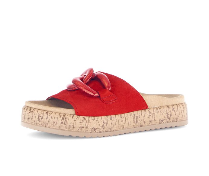 Gabor Damen  Pantolette Rot - Materialmix Leder