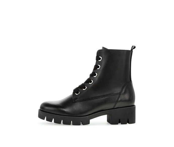 Gabor Damen Schnürstiefelette Schwarz - Glattleder