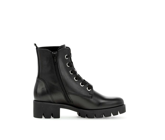 Gabor Damen  Schnürstiefelette Schwarz - Glattleder
