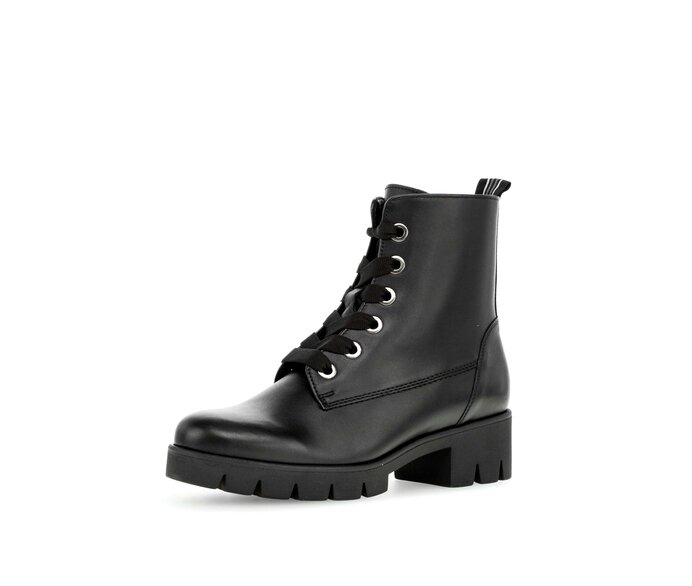 Gabor Damen  Schnürstiefelette Schwarz - Glattleder