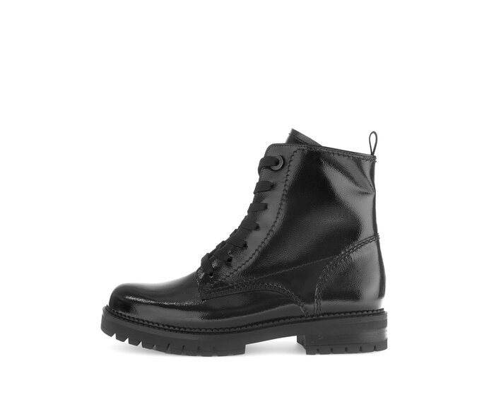 Gabor Damen Schnürstiefelette Schwarz - Lackleder