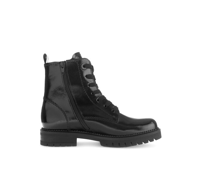 Gabor Damen  Schnürstiefelette Schwarz - Lackleder