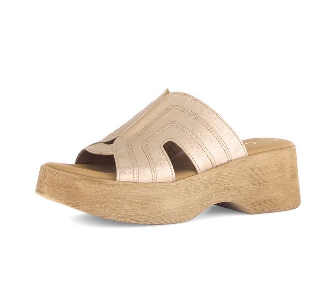 Gabor Damen  Plateau Sandale Gold - Effektleder