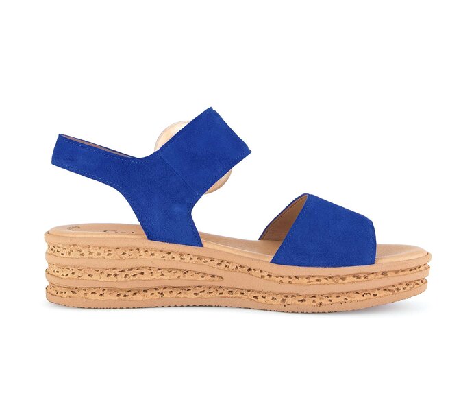 Gabor Damen  Plateau Sandale Blau - Rauleder