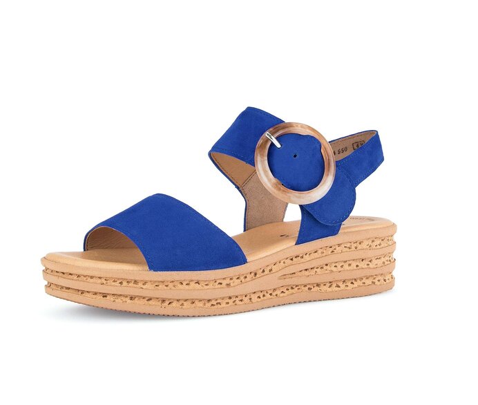Gabor Damen  Plateau Sandale Blau - Rauleder