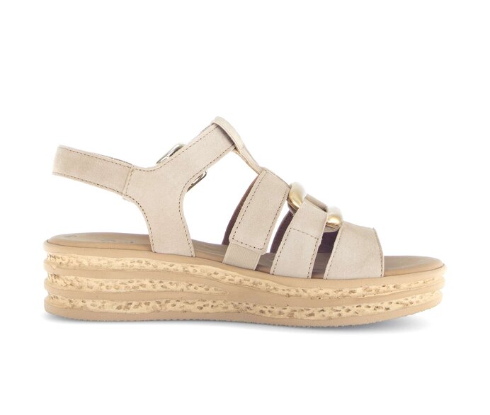 Gabor Damen  Plateau Sandale Beige - Materialmix Leder/Lederimitat