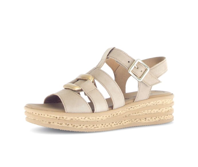 Gabor Damen  Plateau Sandale Beige - Materialmix Leder/Lederimitat