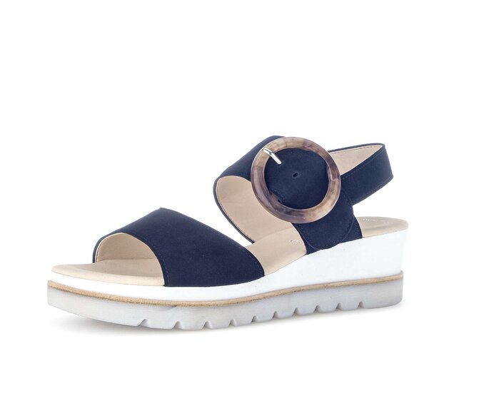 Gabor Damen  Keilsandalette Blau - Rauleder