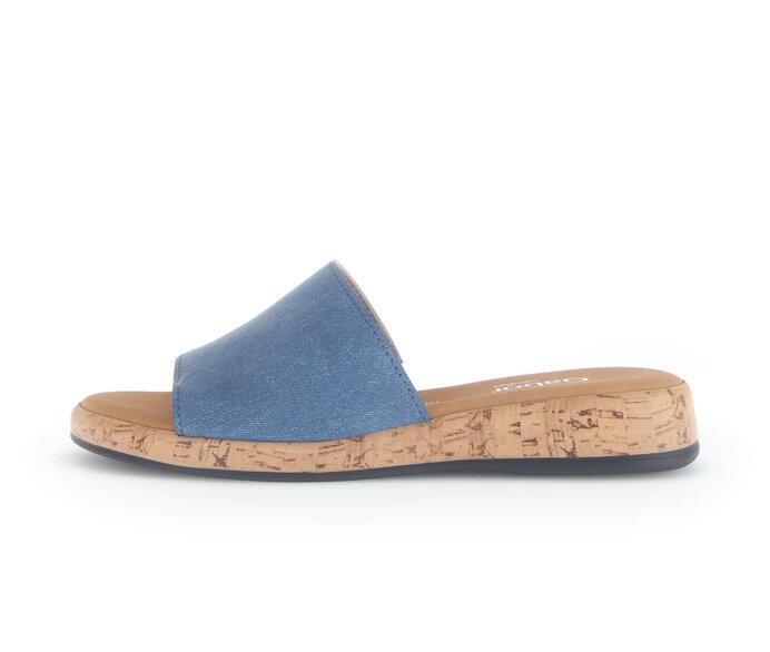 Gabor Damen Pantolette Blau - Materialmix Leder