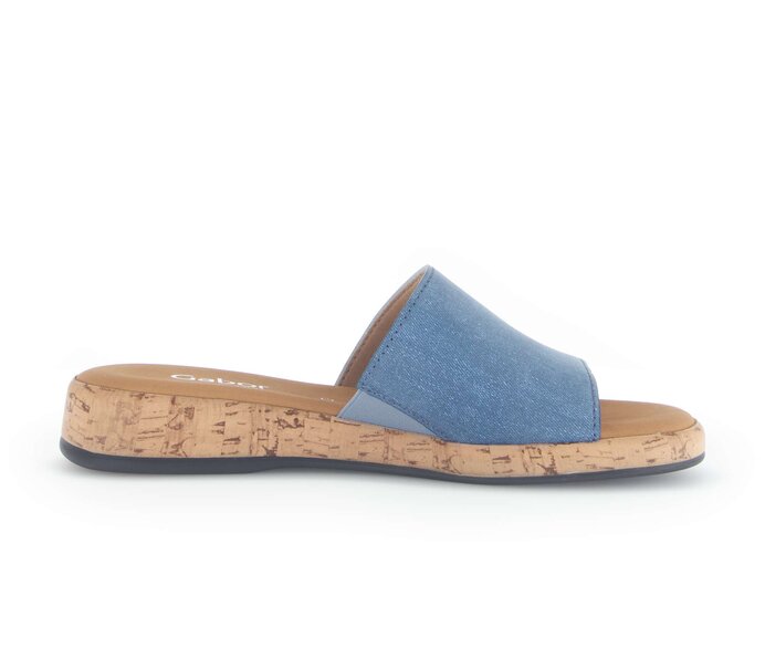 Gabor Damen  Pantolette Blau - Materialmix Leder