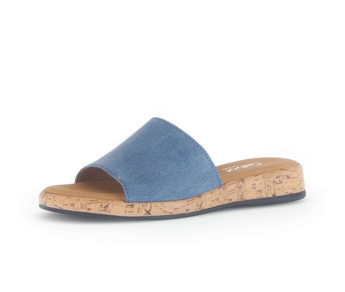 Gabor Damen  Pantolette Blau - Materialmix Leder