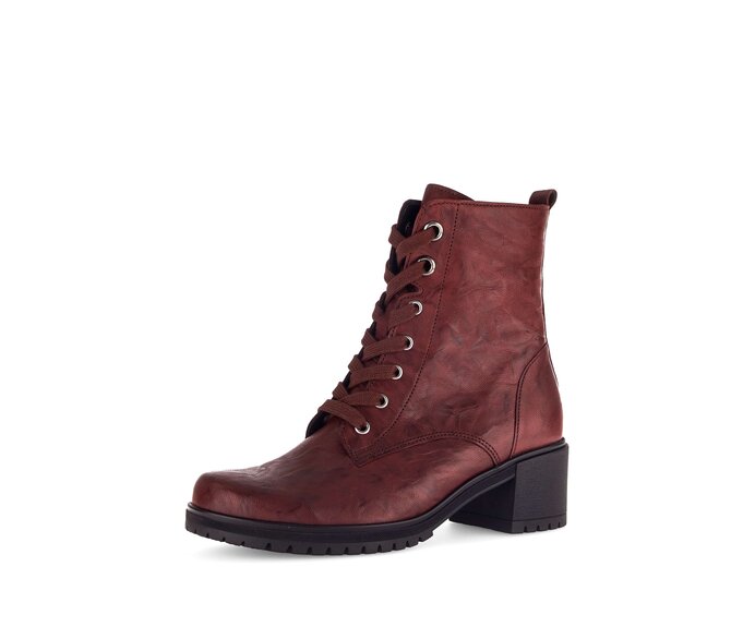 Gabor Damen  Schnürstiefelette Rot - Glattleder
