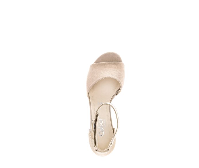 Gabor Damen  Riemchensandale Beige - Rauleder