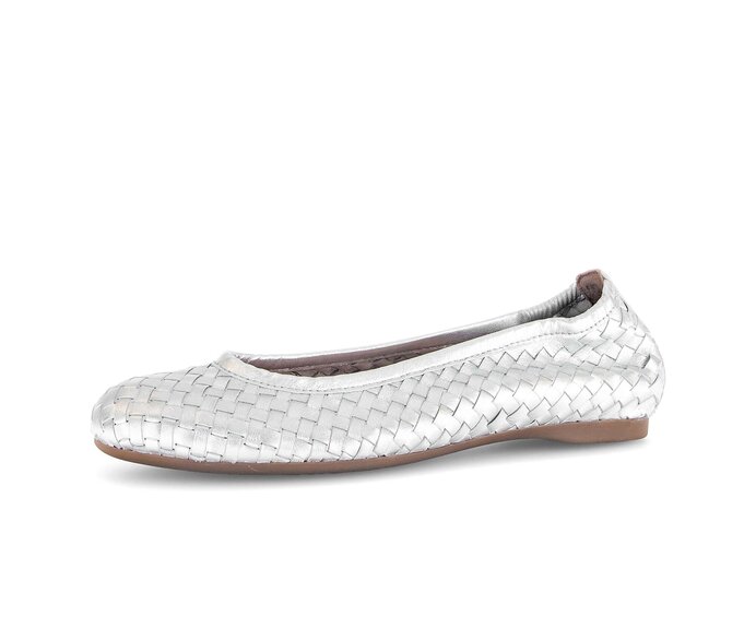 Gabor Damen  Eleganter Ballerina Silber - Effektleder