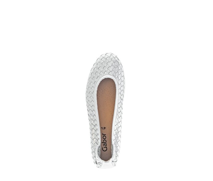 Gabor Damen  Eleganter Ballerina Silber - Effektleder
