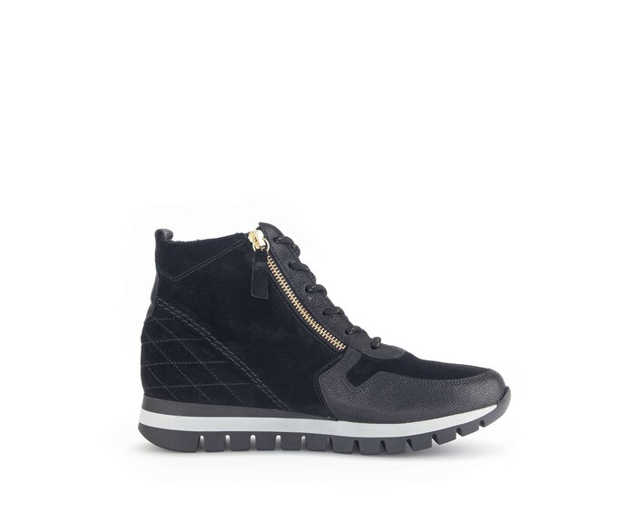 Gabor Damen  Sportliche Stiefelette Schwarz - Materialmix Leder