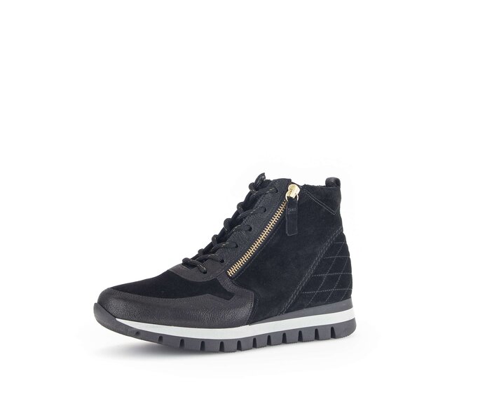 Gabor Damen  Sportliche Stiefelette Schwarz - Materialmix Leder