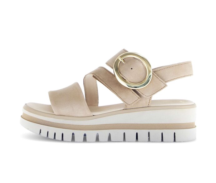 Gabor Damen Plateau Sandale Beige - Rauleder
